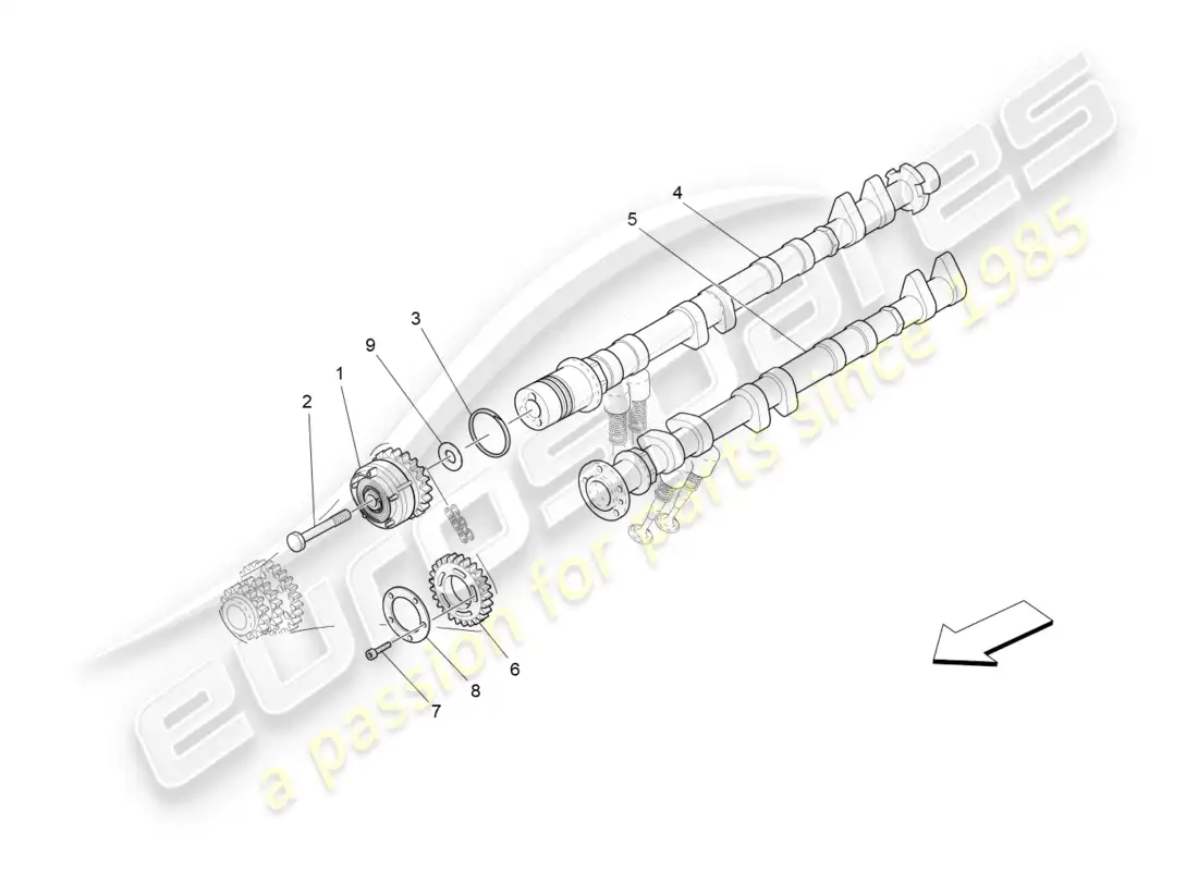 maserati granturismo s (2019) lh cylinder head camshafts parts diagram