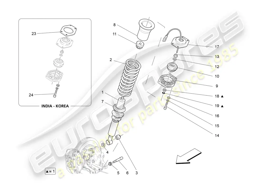maserati granturismo (2012) rear shock absorber devices parts diagram