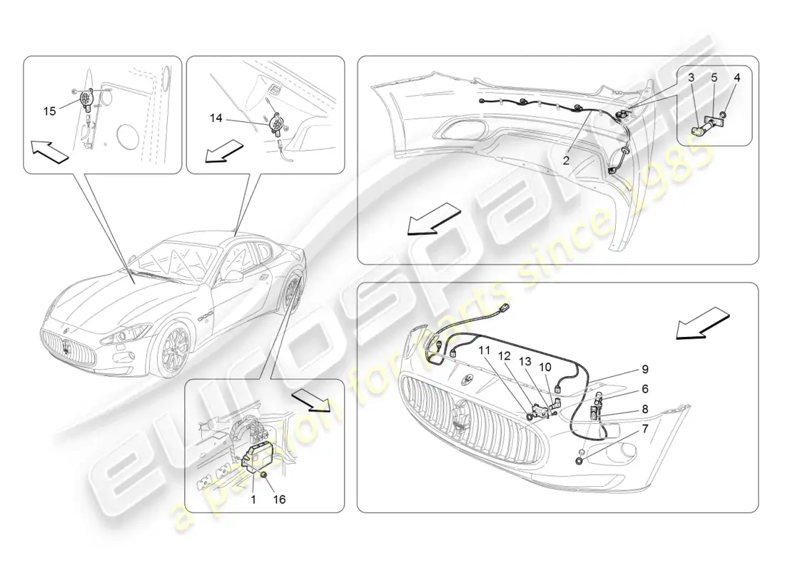 maserati granturismo (2008) parking sensors parts diagram