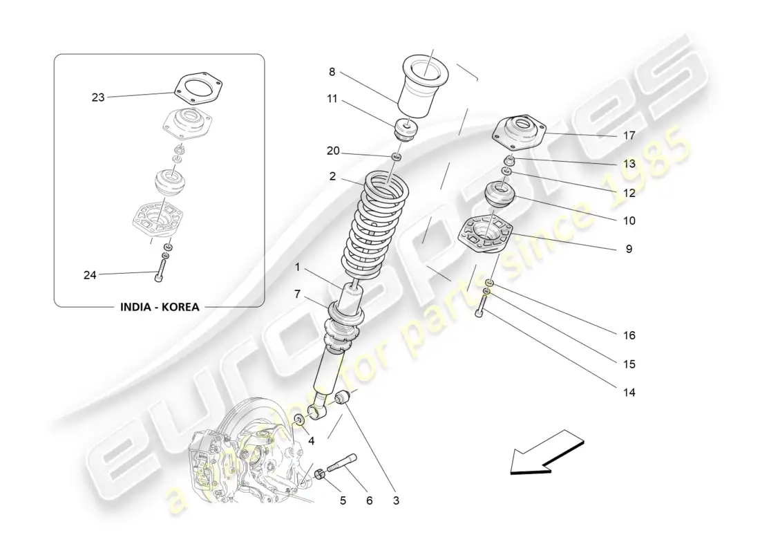 maserati granturismo (2012) rear shock absorber devices parts diagram