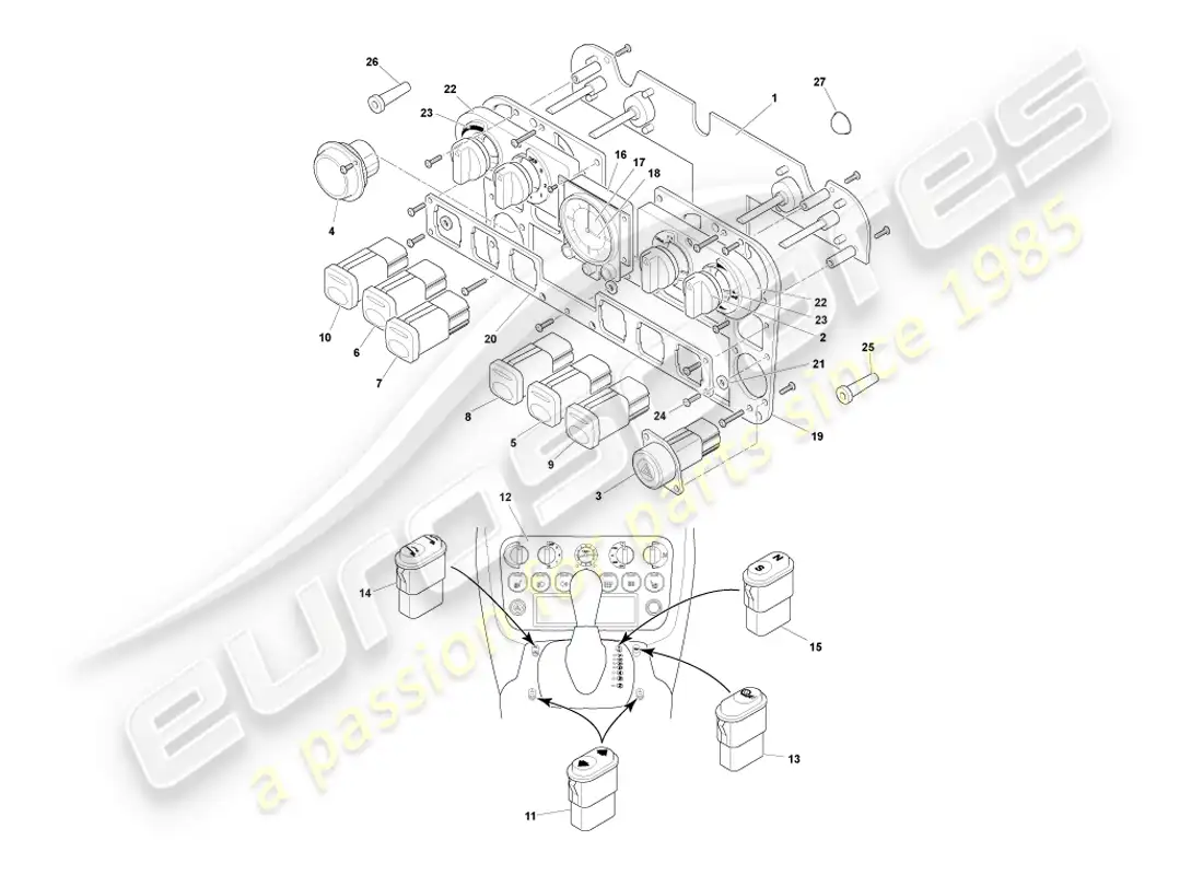 aston martin db7 vantage (1999) instruments & controls part diagram