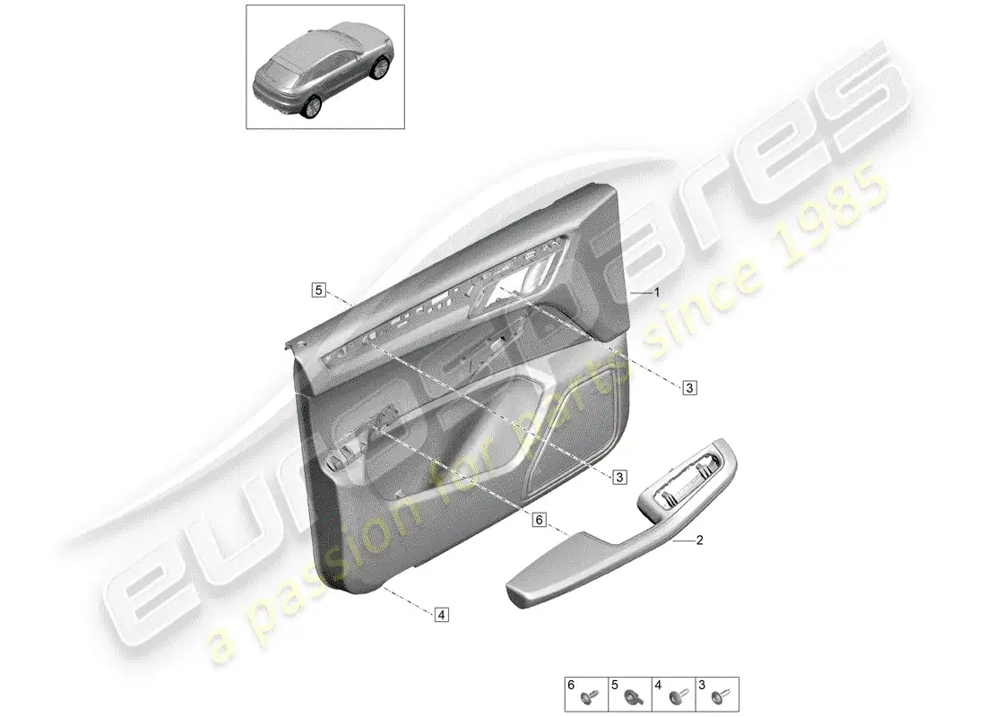 porsche 2020 (macan) door trim panels part diagram
