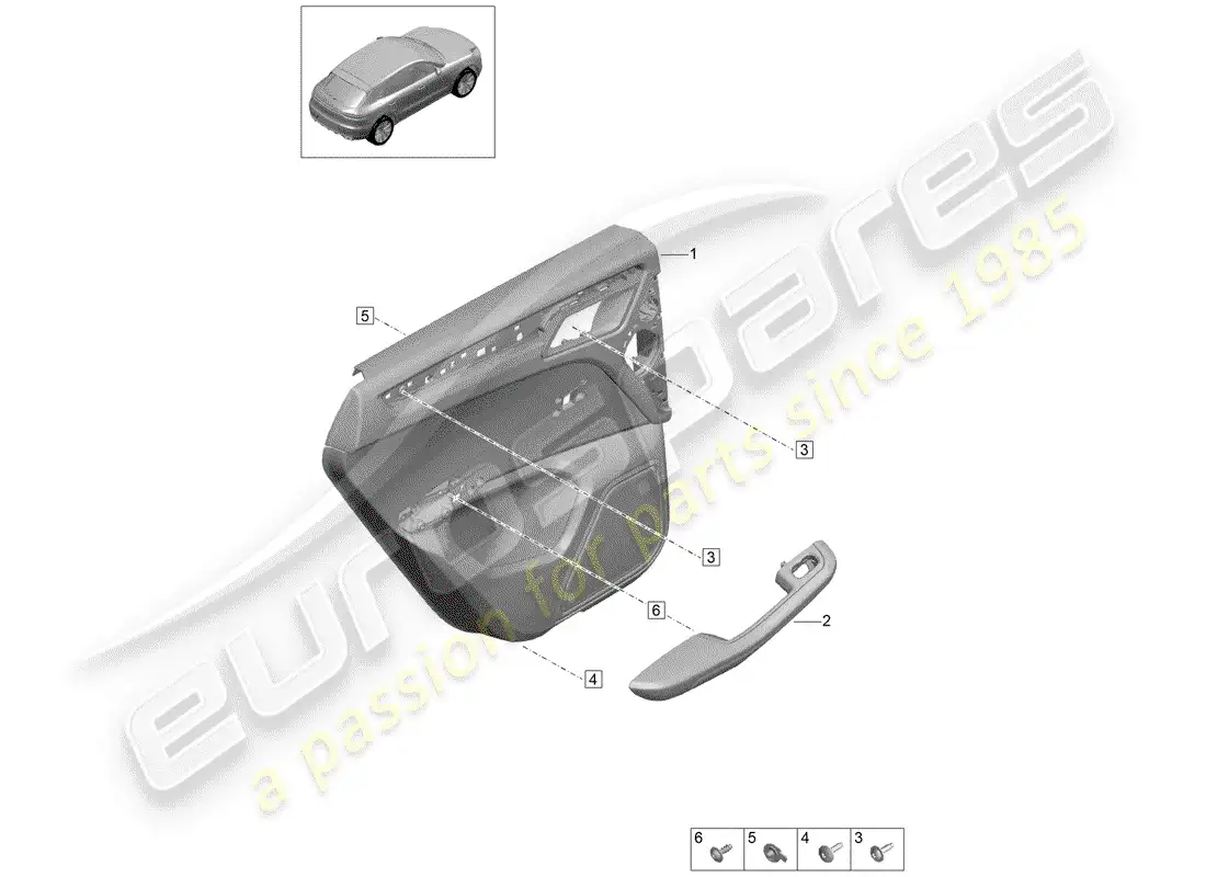 porsche 2020 (macan) door trim panels part diagram