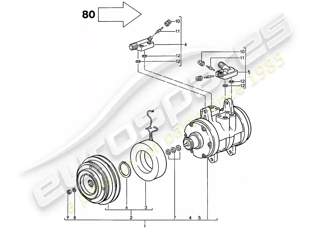 porsche 1982 (928) compressor - d - mj 1980>> parts diagram
