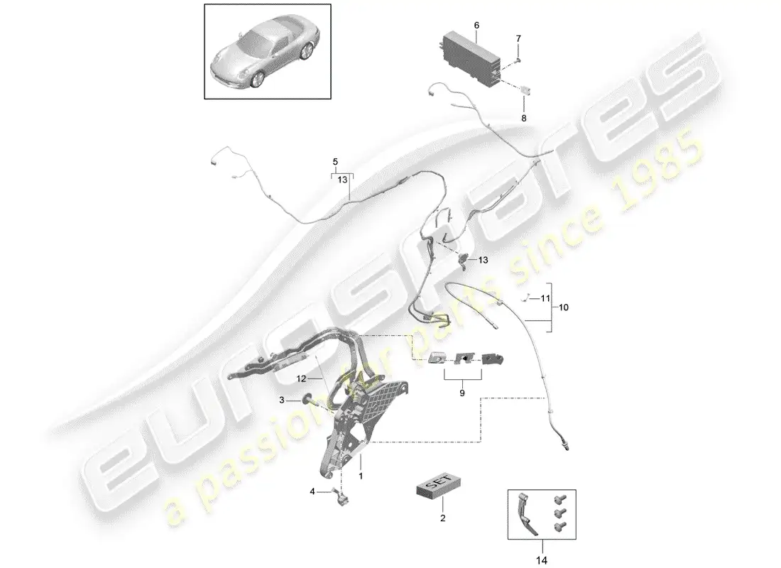 porsche 2019 (991-2) top frame parts diagram