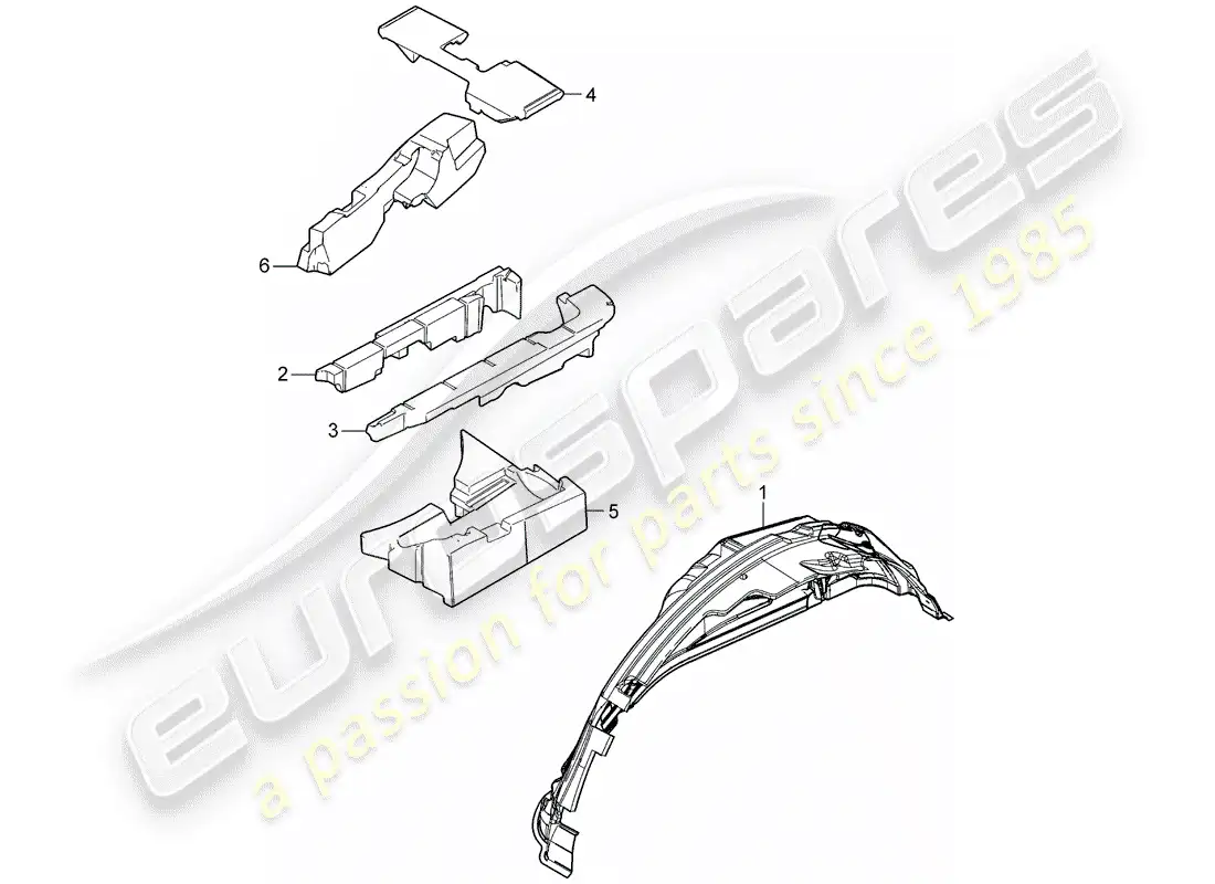 porsche 2009 (cayenne e1 9pa) sound absorber part diagram
