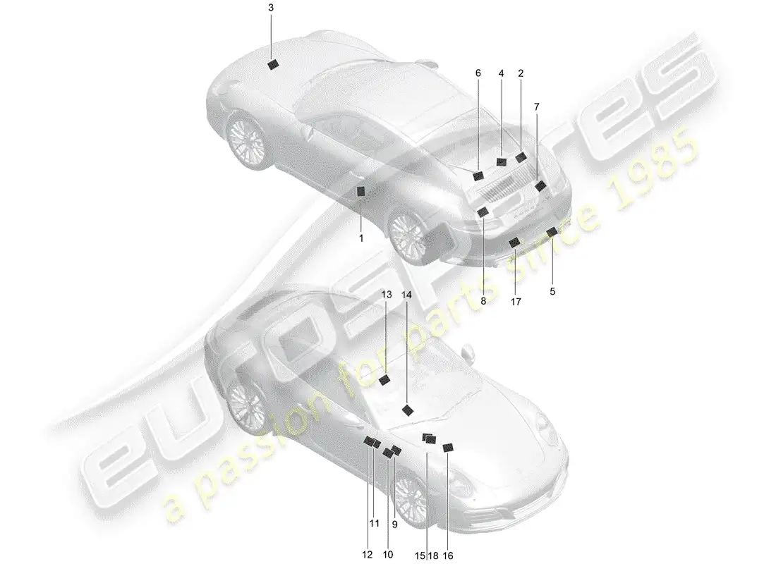 porsche 2017 (991-2) signs/notices parts diagram