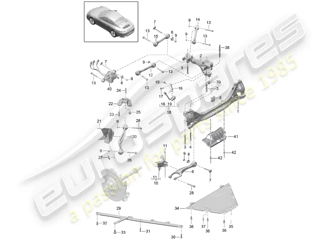 porsche 2017 (991-2) rear axle parts diagram