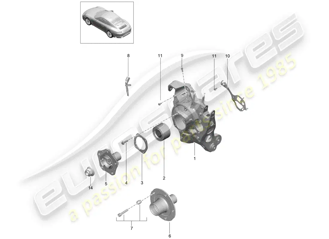 porsche 2017 (991-2) rear axle parts diagram