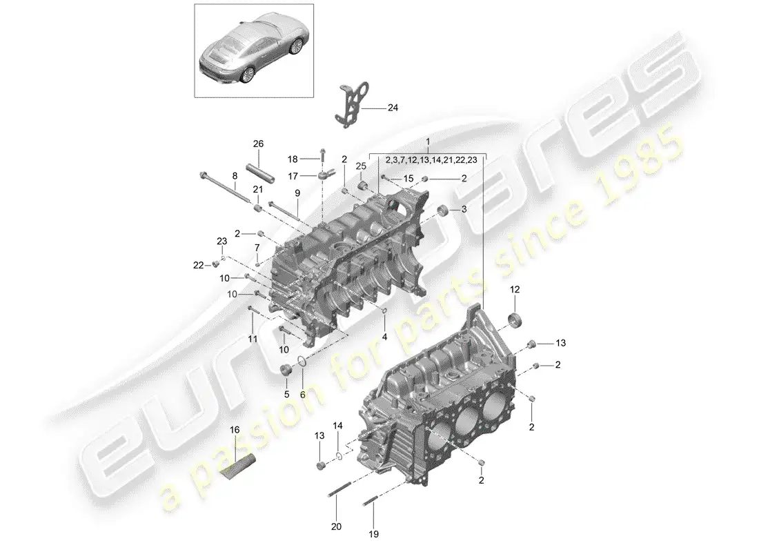 porsche 2017 (991-2) crankcase parts diagram