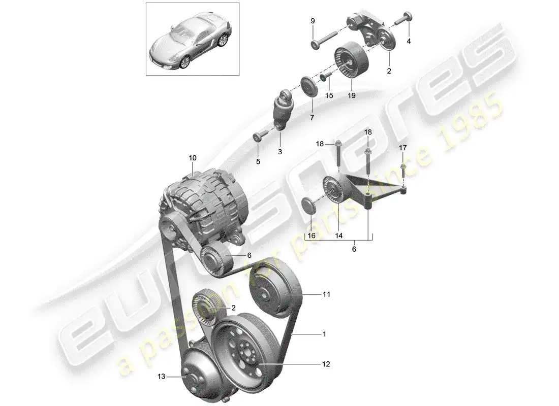 porsche 2016 (981 boxster) belt tensioner parts diagram