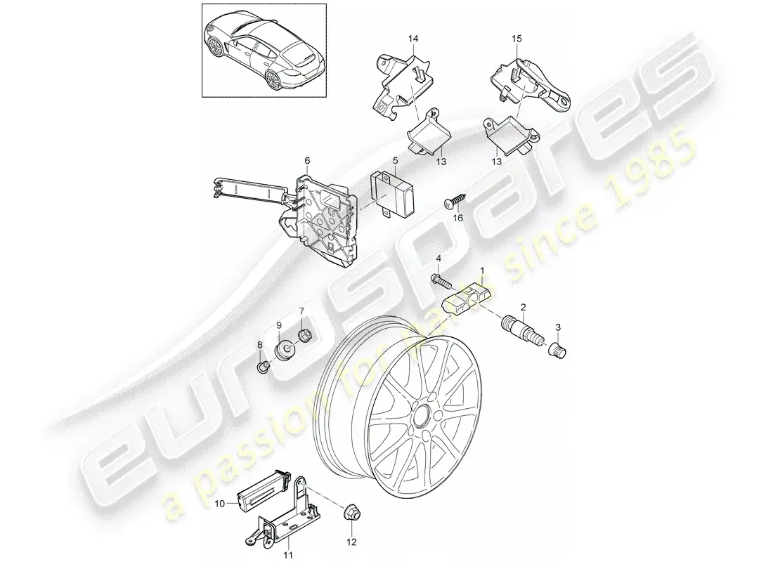 porsche 2012 (panamera 970) tire pressure control system parts diagram