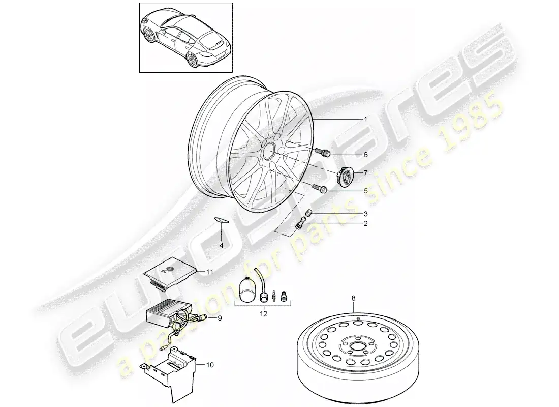 porsche 2012 (panamera 970) wheels parts diagram