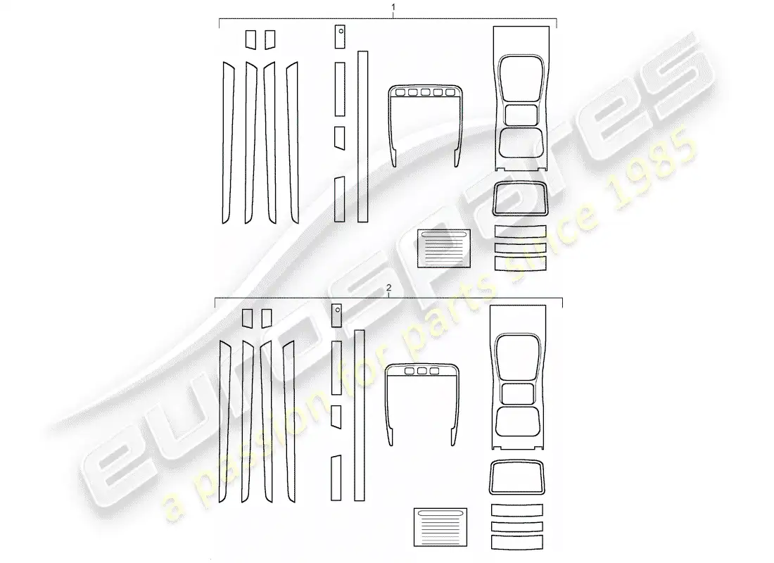 porsche 2007 (tequipment cayenne) 1 set trim moldings for parts diagram