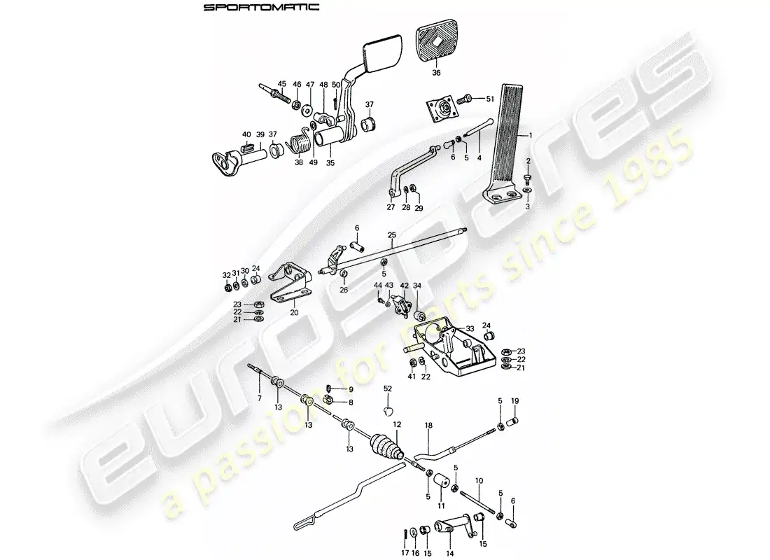 porsche 1976 (911) pedals parts diagram