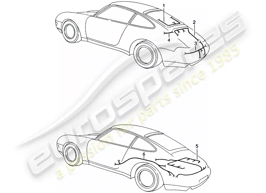 porsche 1997 (993) wiring harnesses - rear end - engine - - dme - parts diagram
