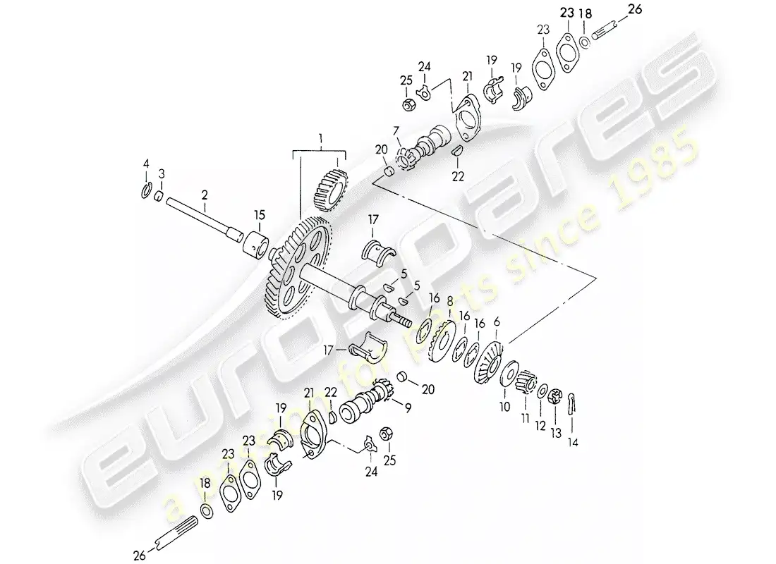 porsche 1957 (356/356a) driving mechanism - for - valve control parts diagram