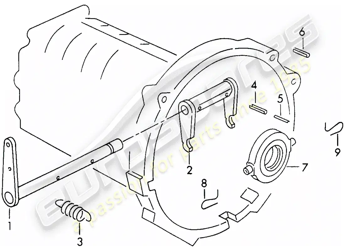 porsche 1954 (356/356a) clutch release - g 25 001 >> parts diagram