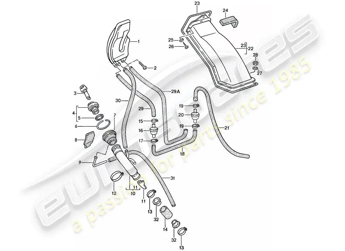 porsche 1987 (924s) fuel tank - 2 parts diagram