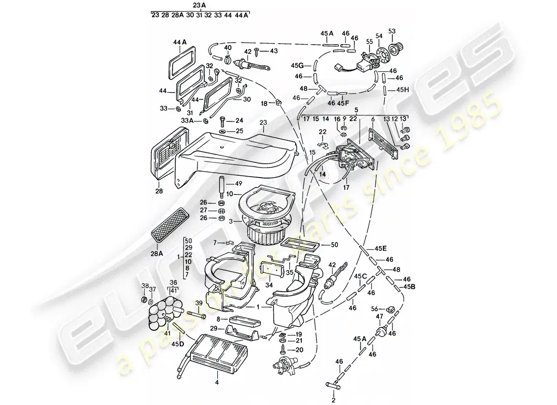 porsche 1979 (924) heater part diagram