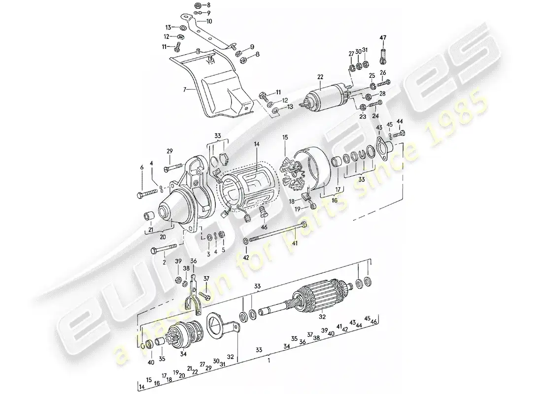 porsche 1982 (924) starter parts diagram