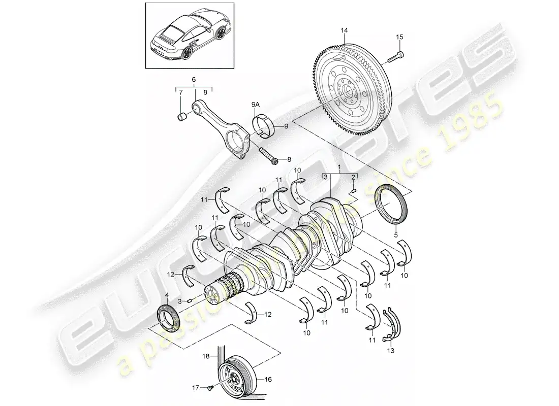 porsche 2012 (997-2 turbo / gt2 rs) crankshaft part diagram