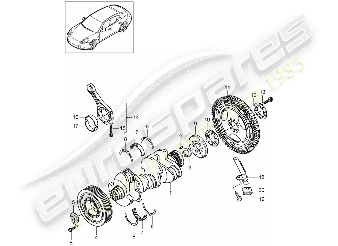 porsche 2011 (panamera 970) crankshaft parts diagram