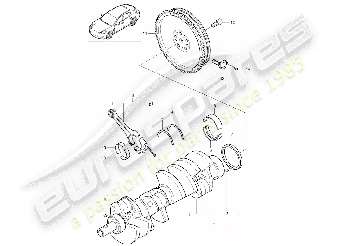 porsche 2013 (panamera 970) crankshaft parts diagram