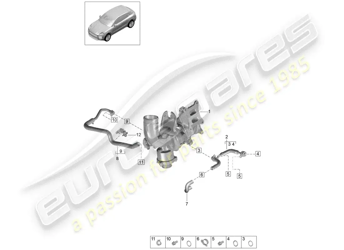 porsche 2019 (macan) water cooling for parts diagram