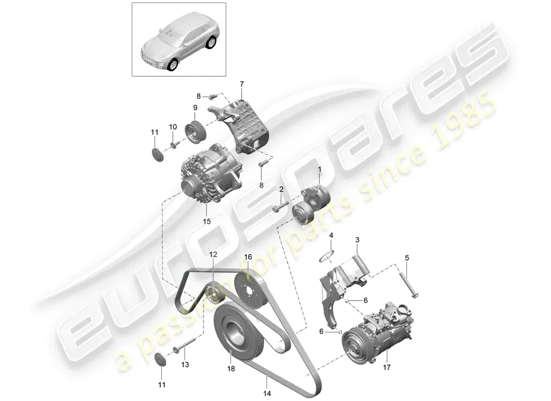 porsche 2014 (macan) belt tensioning damper parts diagram