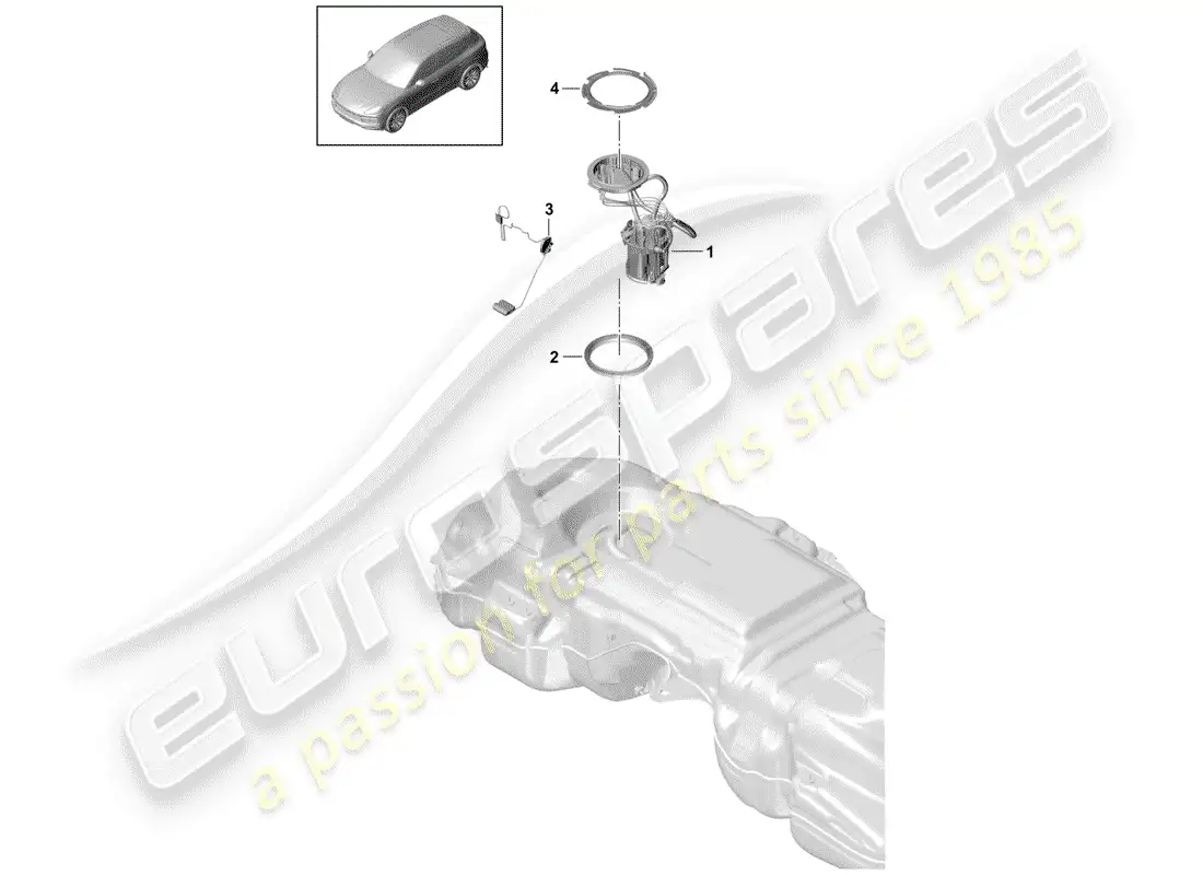porsche 2019 (cayenne e3 9ya/9yb) fuel tank parts diagram