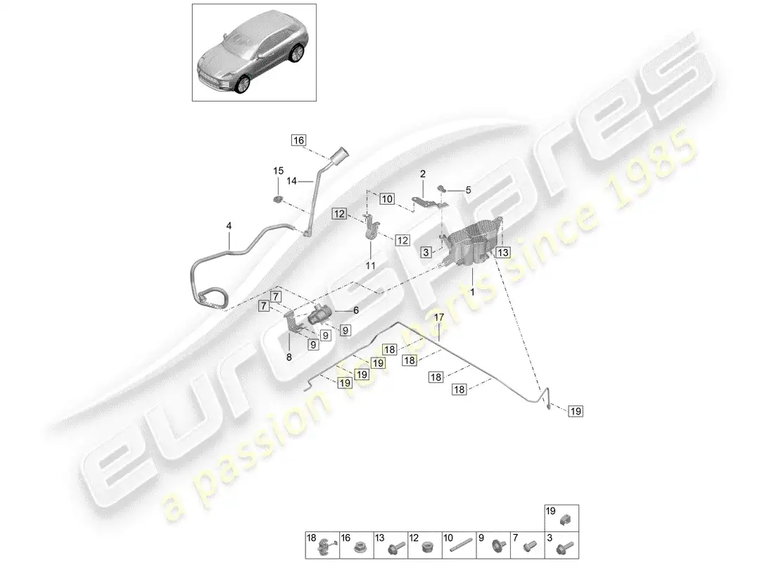porsche 2020 (macan) evaporative emission canister parts diagram
