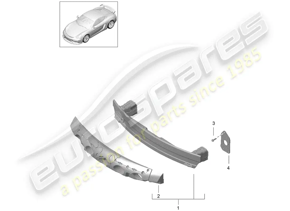 porsche 2016 (981 cayman gt4) bumper bracket part diagram