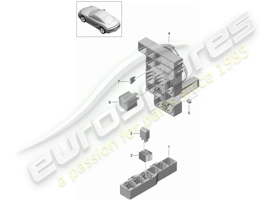 porsche 2015 (981 cayman) fuse box/relay plate parts diagram