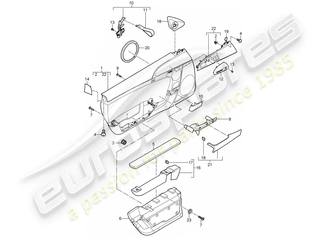 porsche 2012 (997-2 turbo / gt2 rs) door panel part diagram