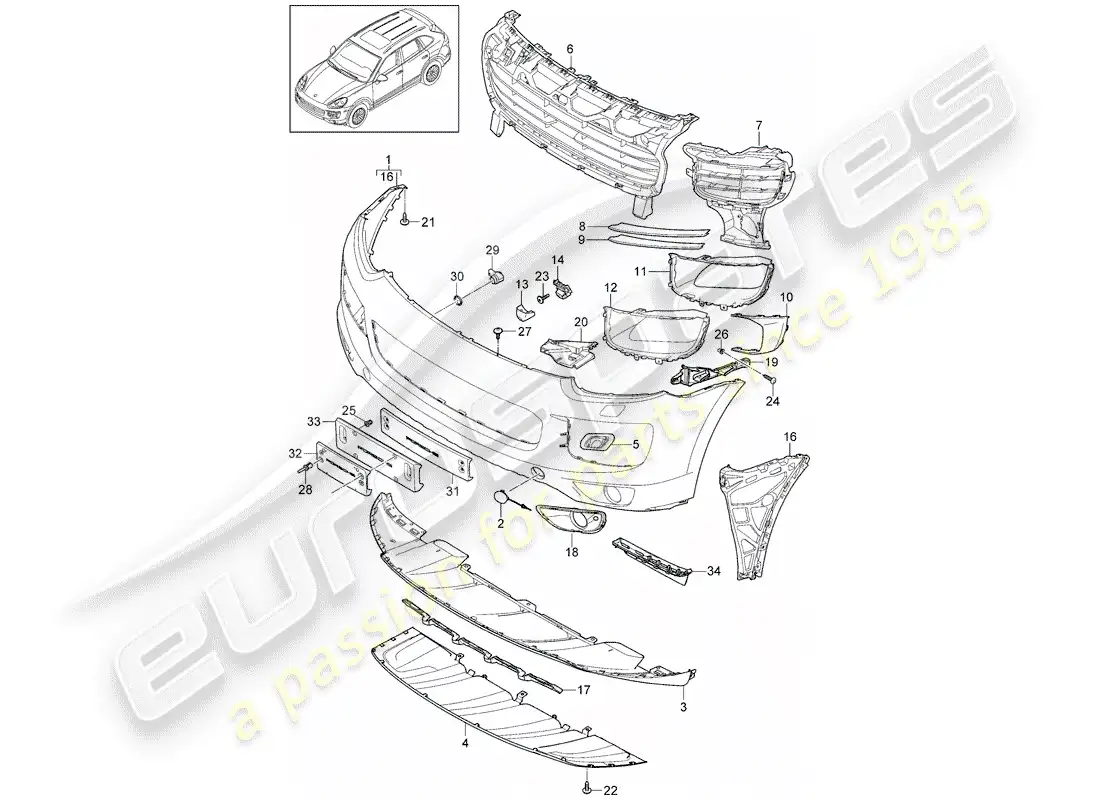 porsche 2013 (cayenne e2 92a) lining parts diagram