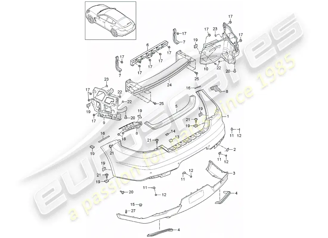 porsche 2014 (panamera 970) bumper parts diagram