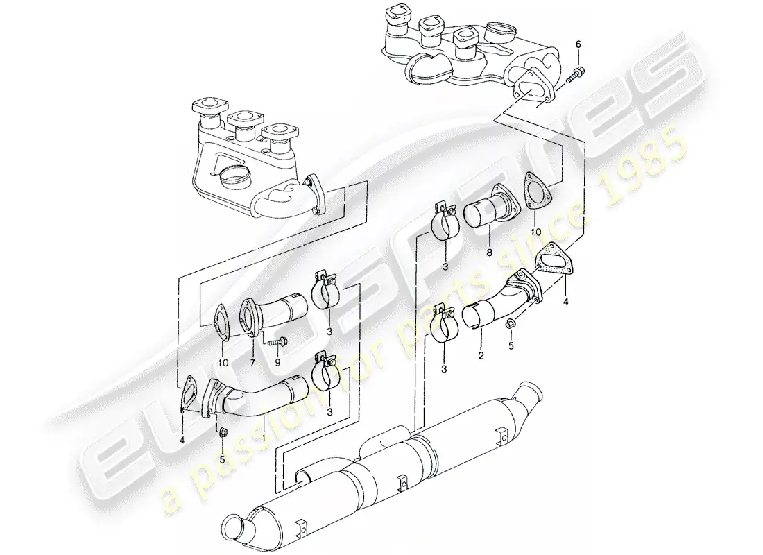 porsche 1997 (993) exhaust system - repair kits - see technical information - group 2 - nr. 2/98 parts diagram