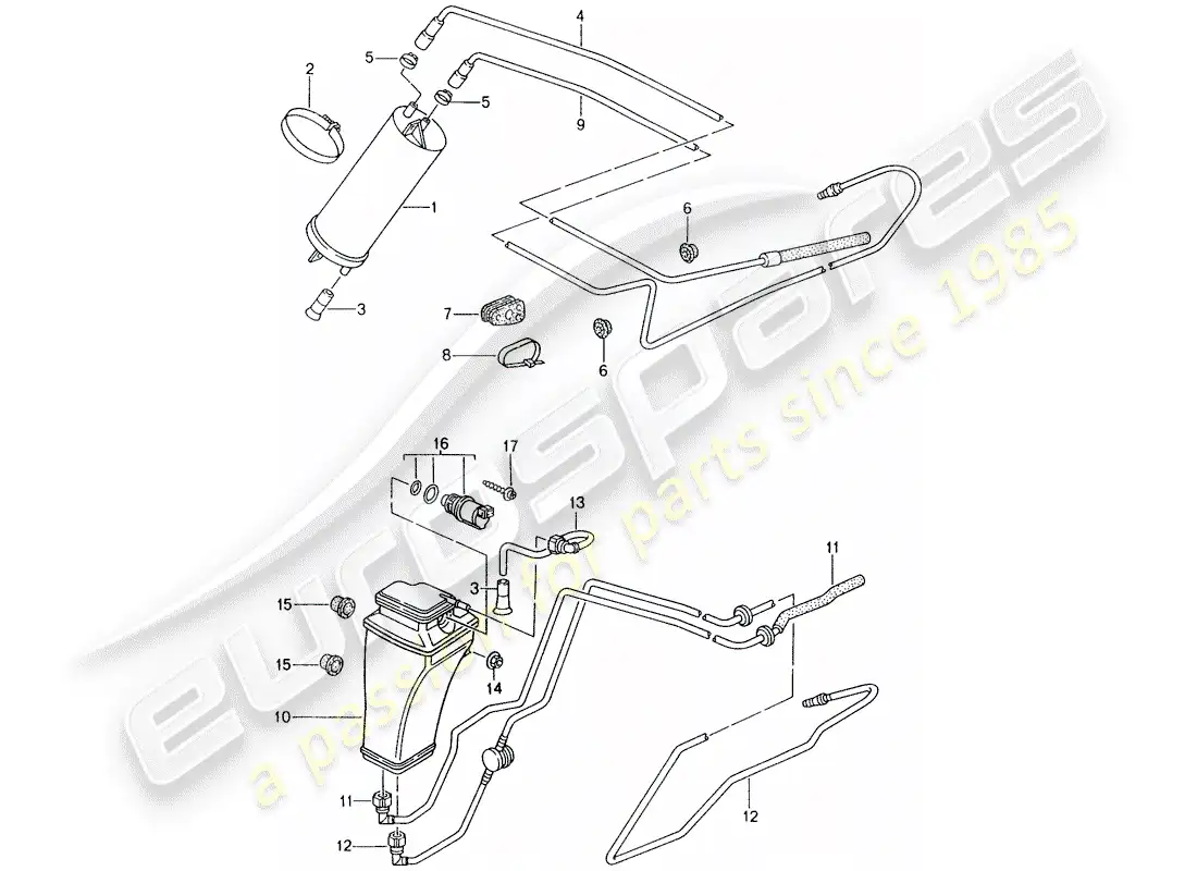 porsche 1997 (993) evaporative emission canister parts diagram