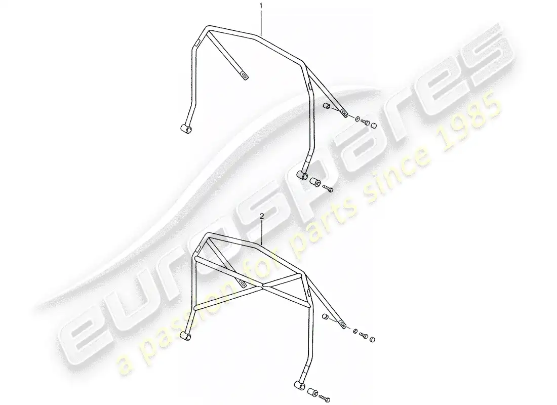 porsche 2008 (tequipment) roll bar parts diagram