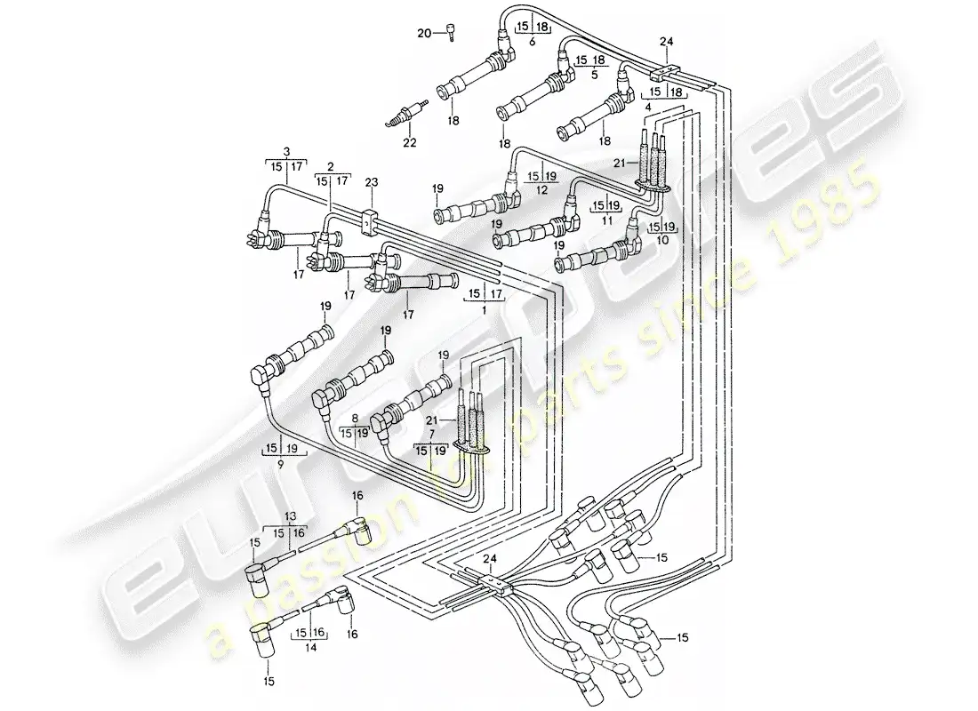 porsche 1996 (993) engine electrics 2 parts diagram