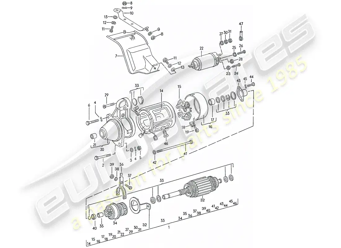 porsche 1977 (924) starter parts diagram