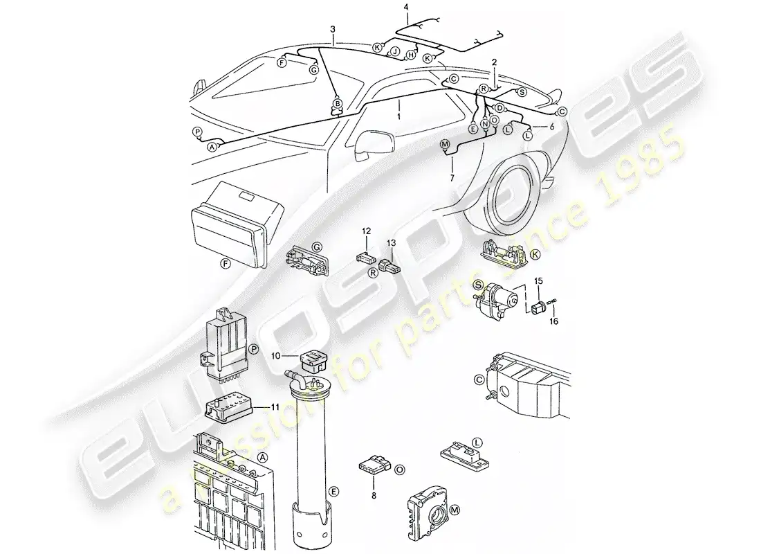 porsche 1989 (928) harness - rear end parts diagram