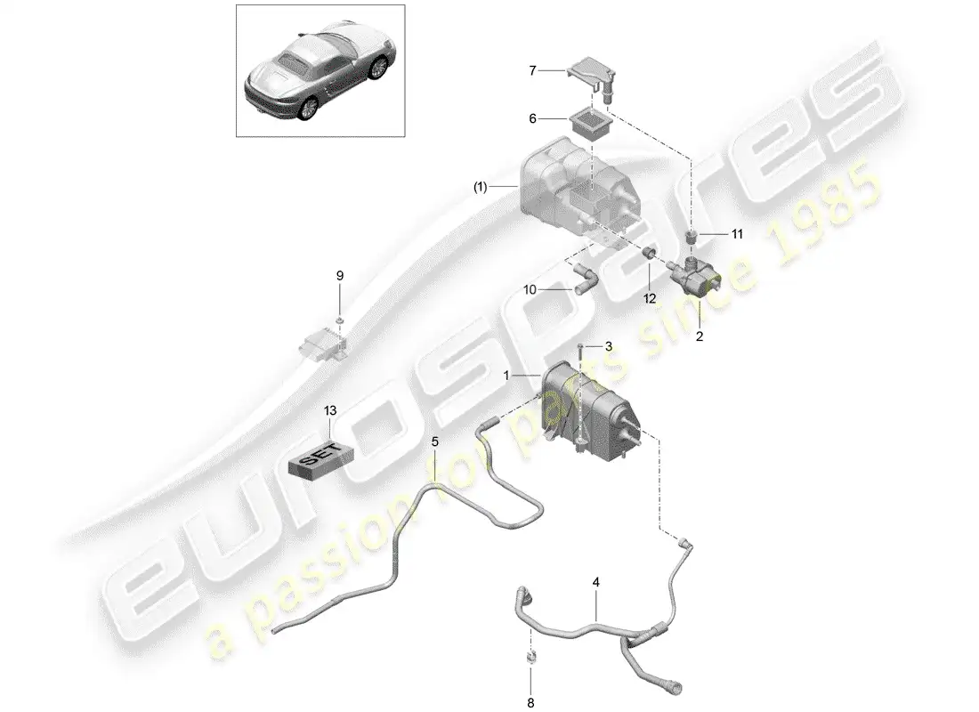 porsche 2018 (718 boxster) evaporative emission canister parts diagram