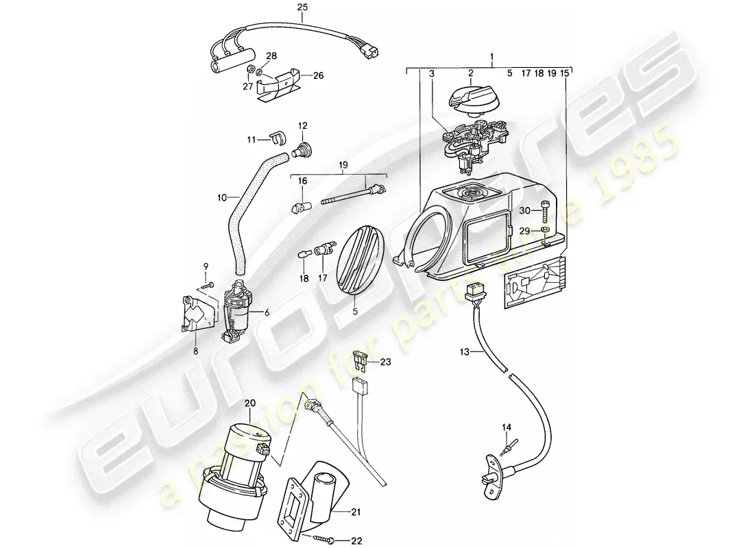 porsche 1987 (911) heater - additional blower parts diagram