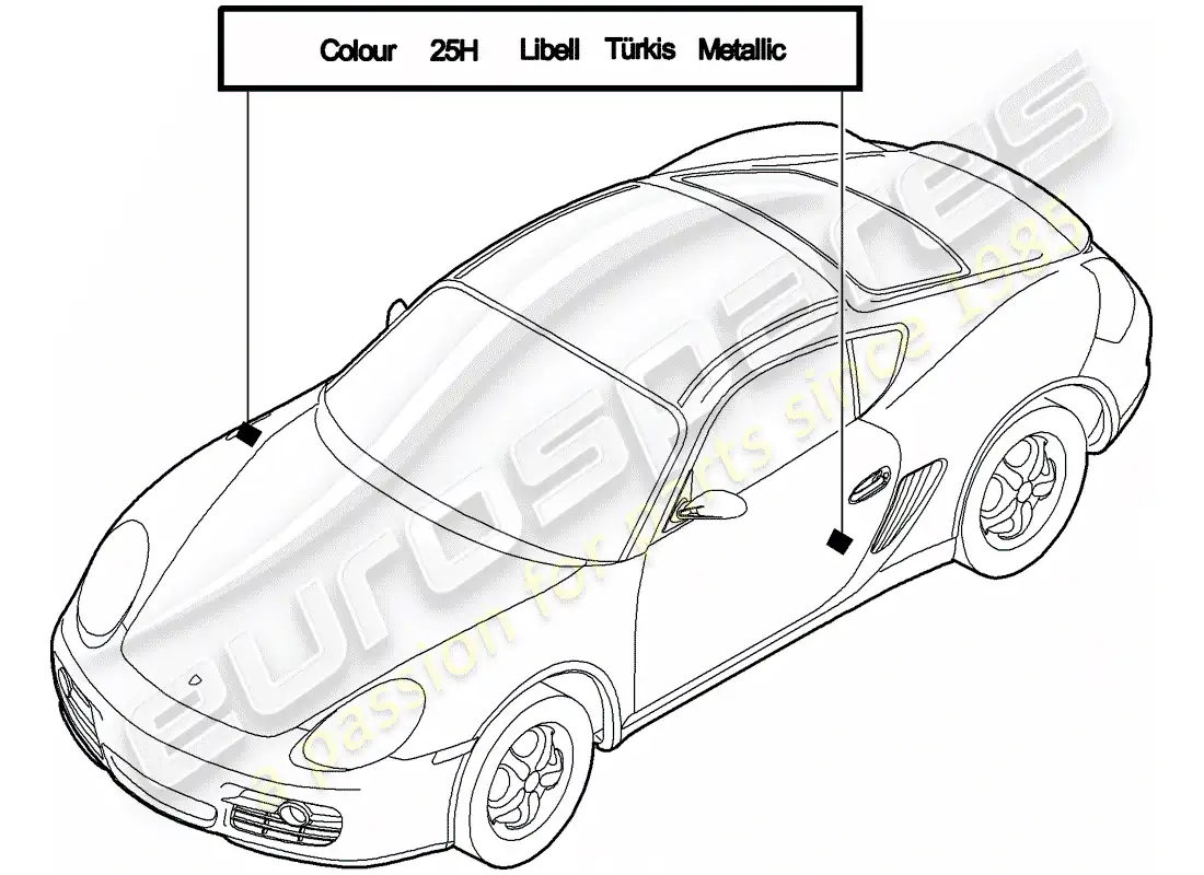 porsche 2007 (987 cayman) paint touch-up stick parts diagram