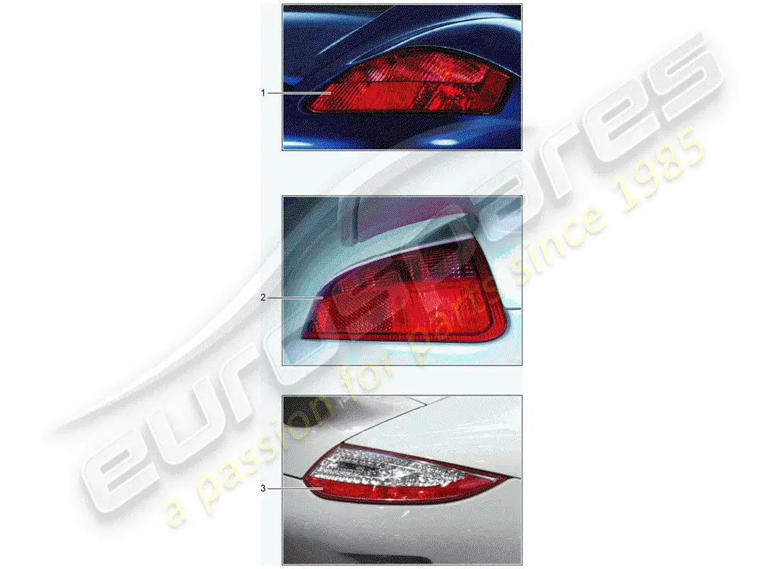 porsche 1990 (tequipment) rear light parts diagram