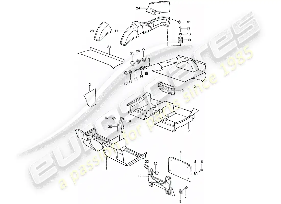 porsche 1991 (944) trims parts diagram