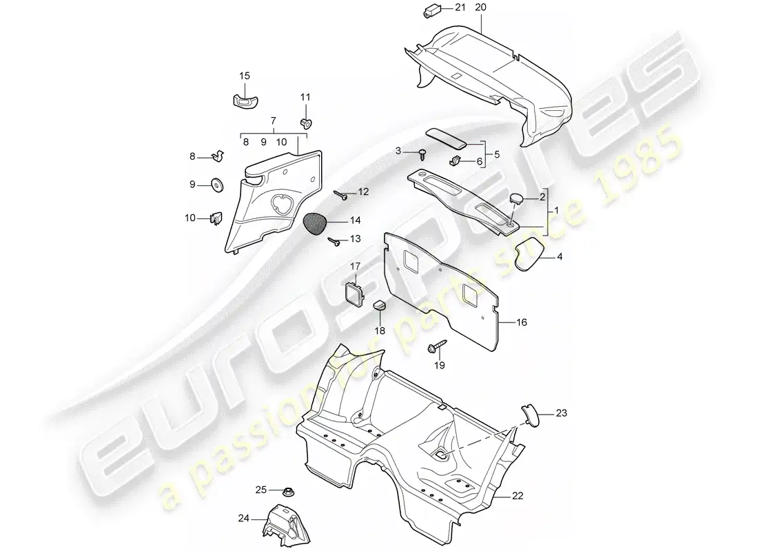 porsche 2009 997-2 turbo / gt2 trims parts diagram