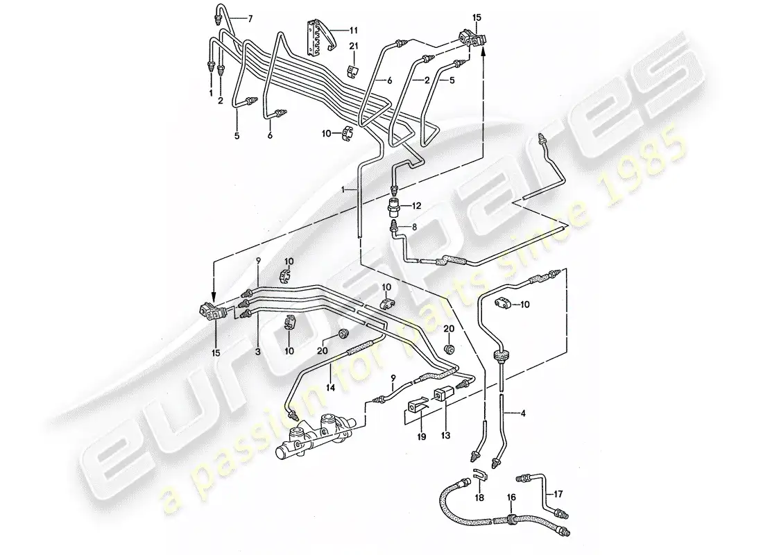 porsche 1995 (968) brake lines parts diagram
